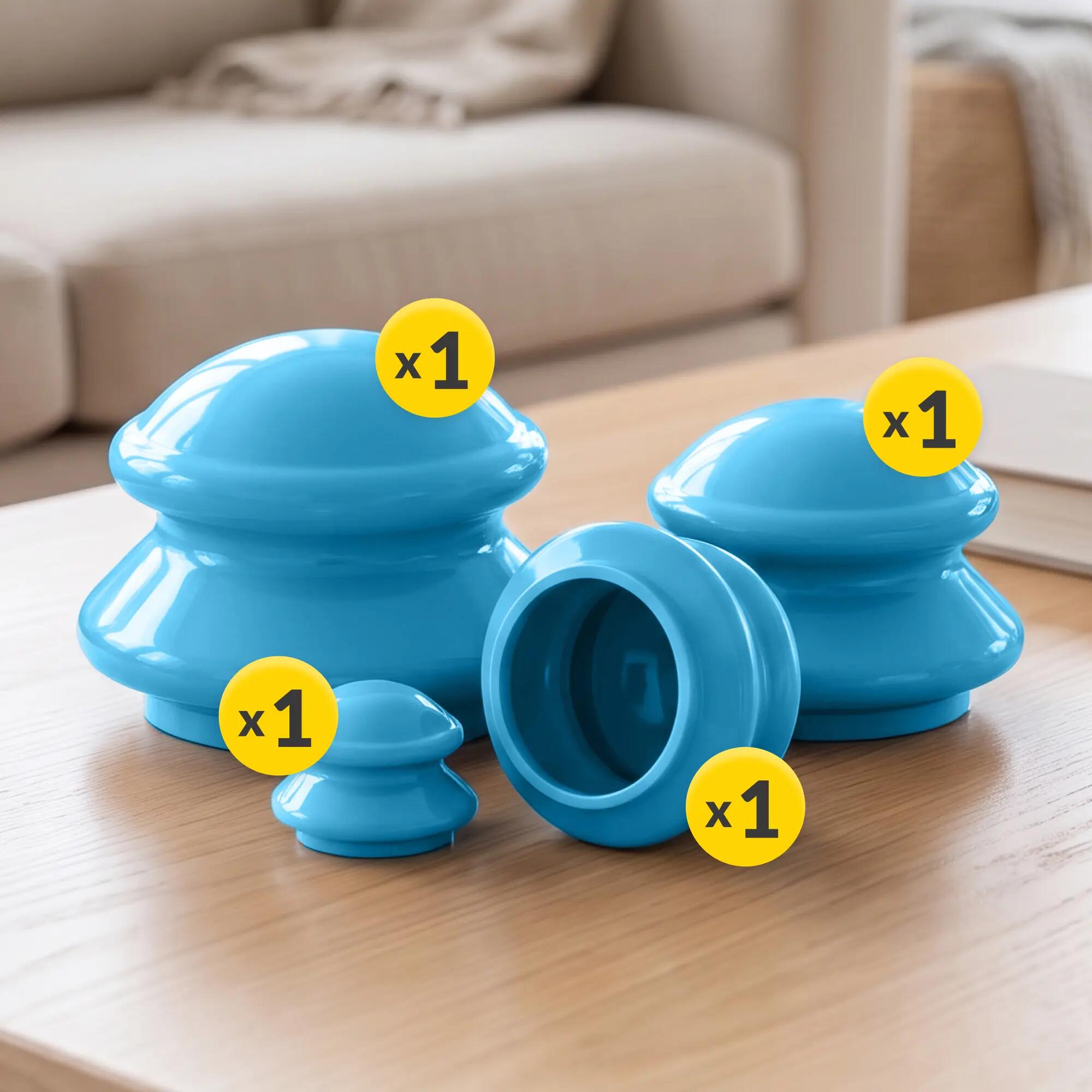 Gummi Schröpfgläser Set 4 Stück für Massage 4FIZJO PRO+ 8/15