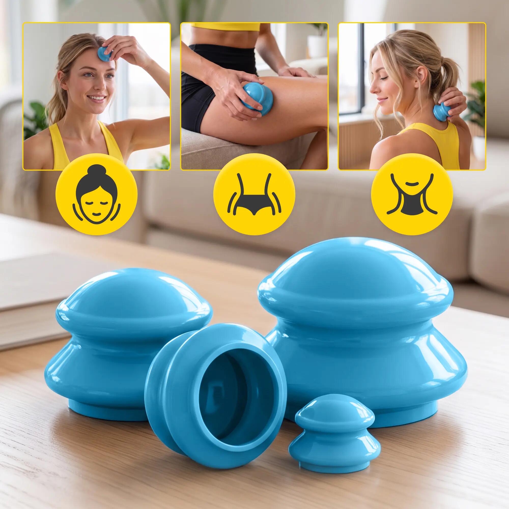 Gummi Schröpfgläser Set 4 Stück für Massage 4FIZJO PRO+ 4/15