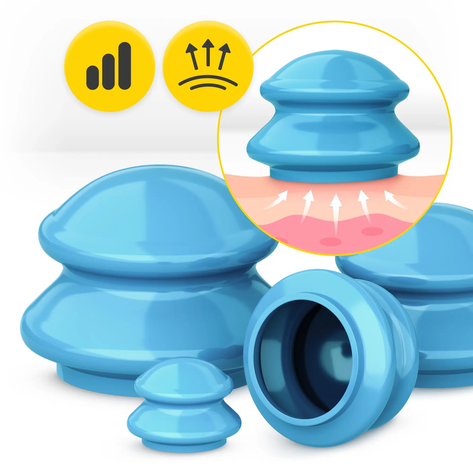 Gummi Schröpfgläser Set 4 Stück für Massage 4FIZJO PRO+ 11/15