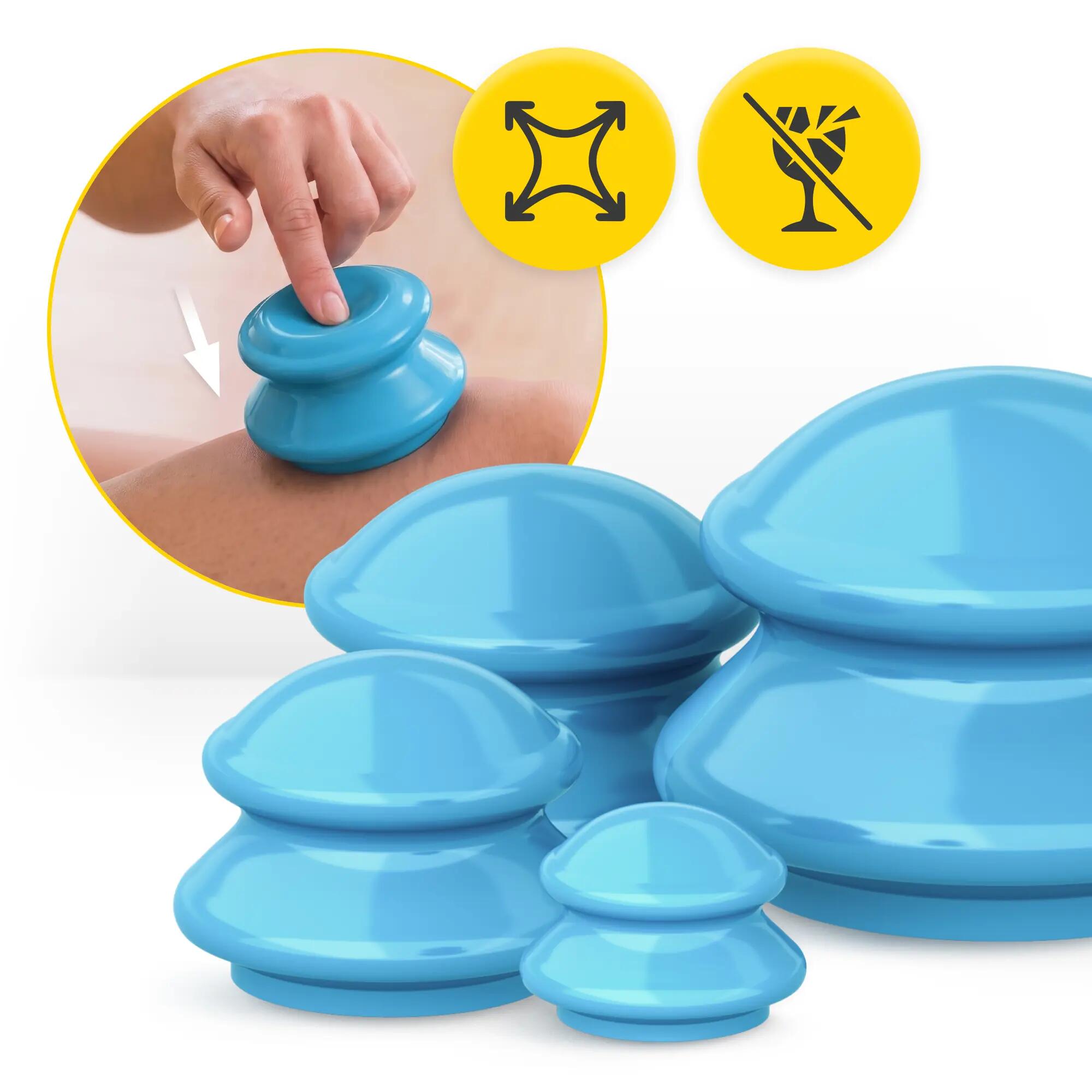 Gummi Schröpfgläser Set 4 Stück für Massage 4FIZJO PRO+ 10/15