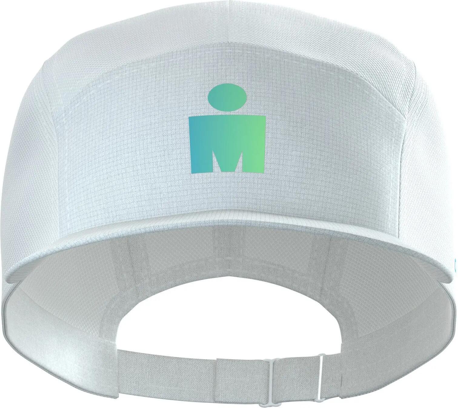 Gorra Compressport 5 Panel Ironman 2026 Blanco/Azul/Verde 3/4