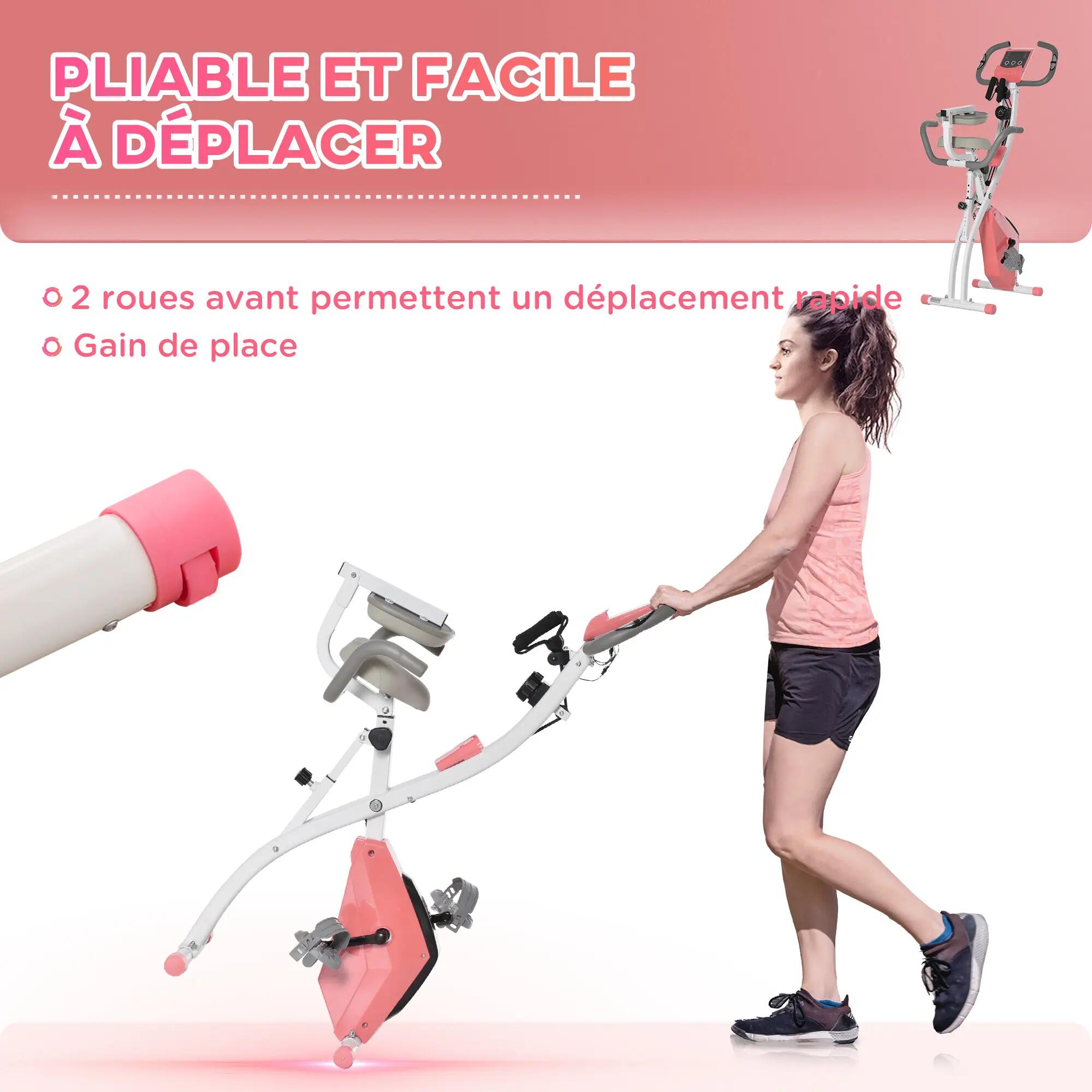 Vélo d'appartement pliable pour adultes, 8 niveaux de résistance magnétique 9/9