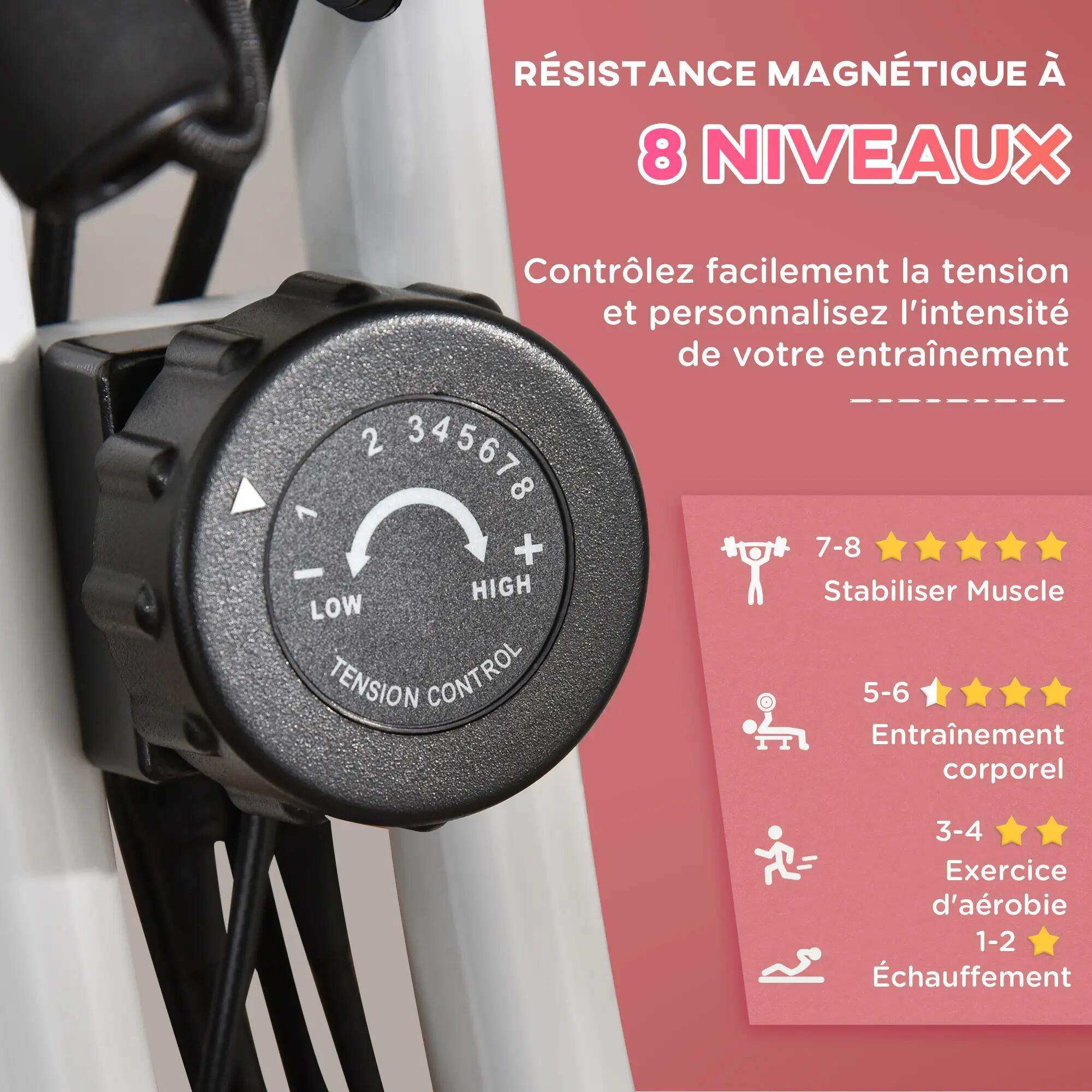 Vélo d'appartement pliable pour adultes, 8 niveaux de résistance magnétique 8/9