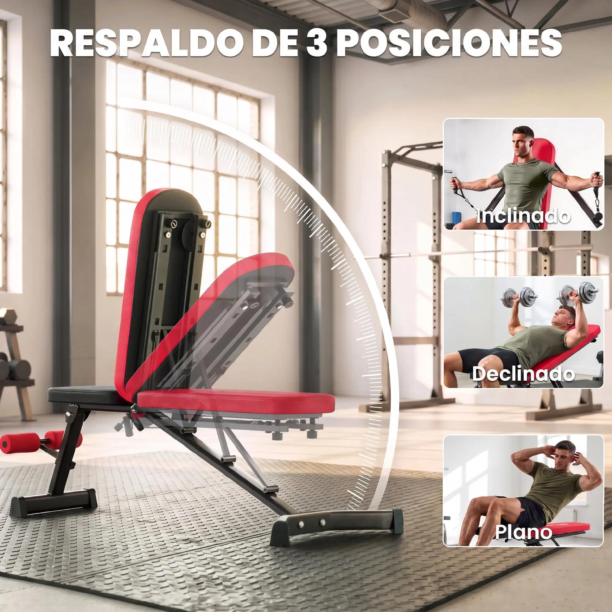 Banc de musculation pliable avec bandes de résistance, dossier réglable, 7/9