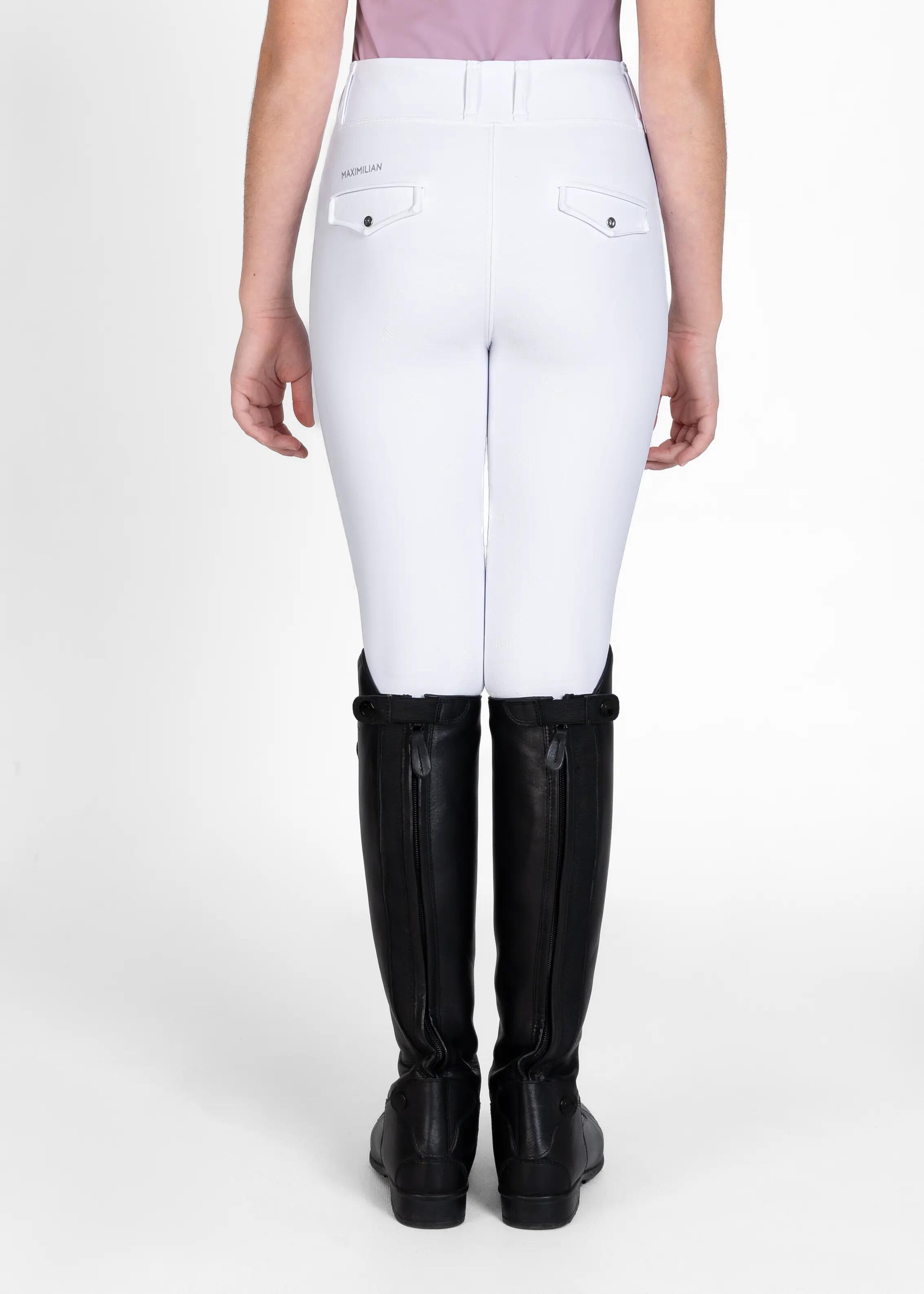 Leggings Pantalón Niños Equitación Maximilian Pro Full Grip Blanco 3/6