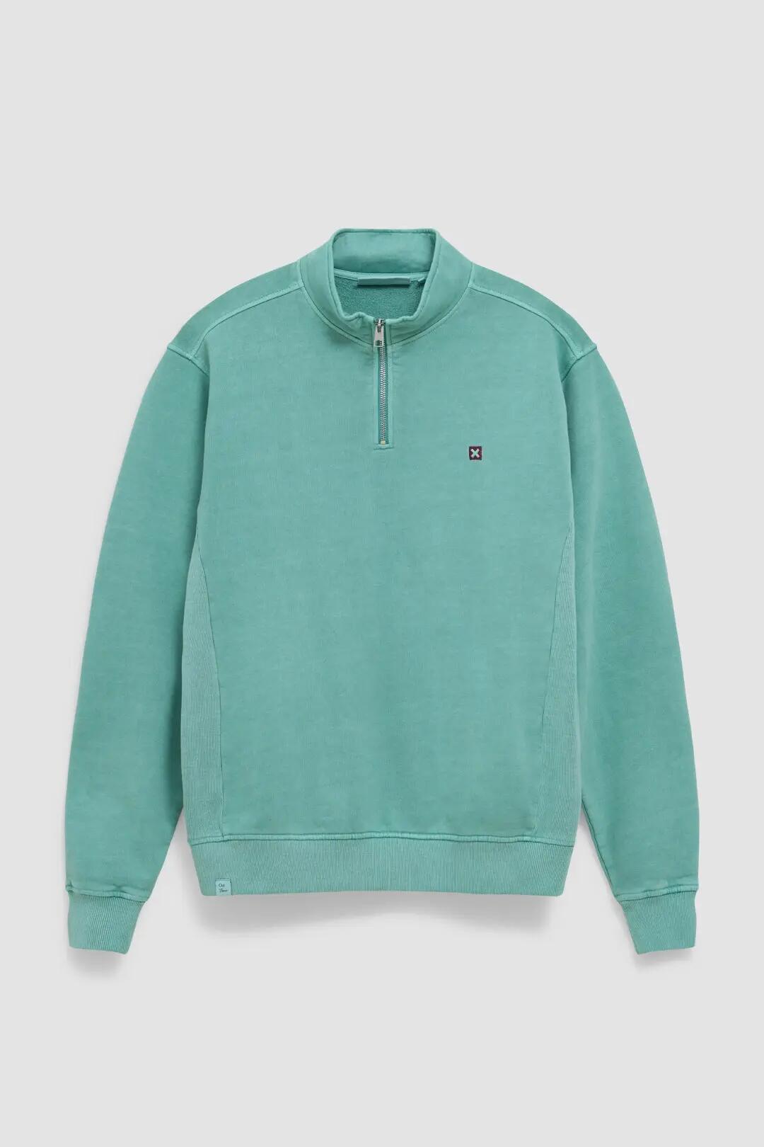 Sudadera con cremallera Blue Banana de 100% Algodón Orgánico Logo Dusty Acqua 7/7