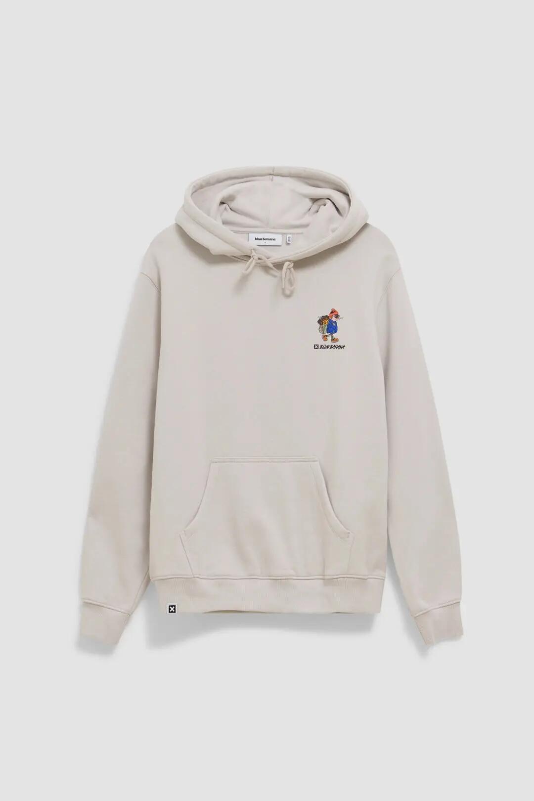 Sudadera con Capucha Blue Banana de 100% Algodón Orgánico Hiker Light Grey 7/7
