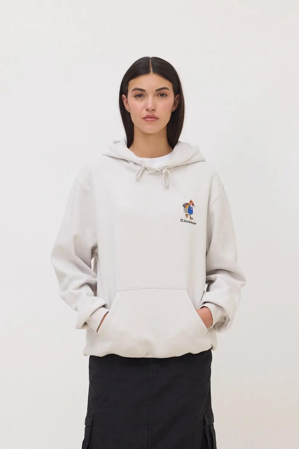Sudadera con Capucha Blue Banana de 100% Algodón Orgánico Hiker Light Grey 4/7
