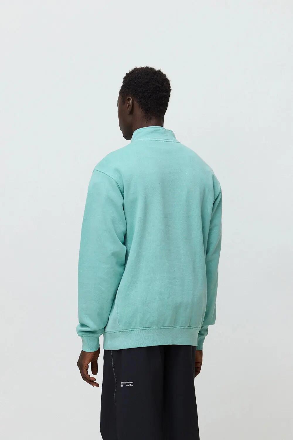 Sudadera con cremallera Blue Banana de 100% Algodón Orgánico Logo Dusty Acqua 2/7