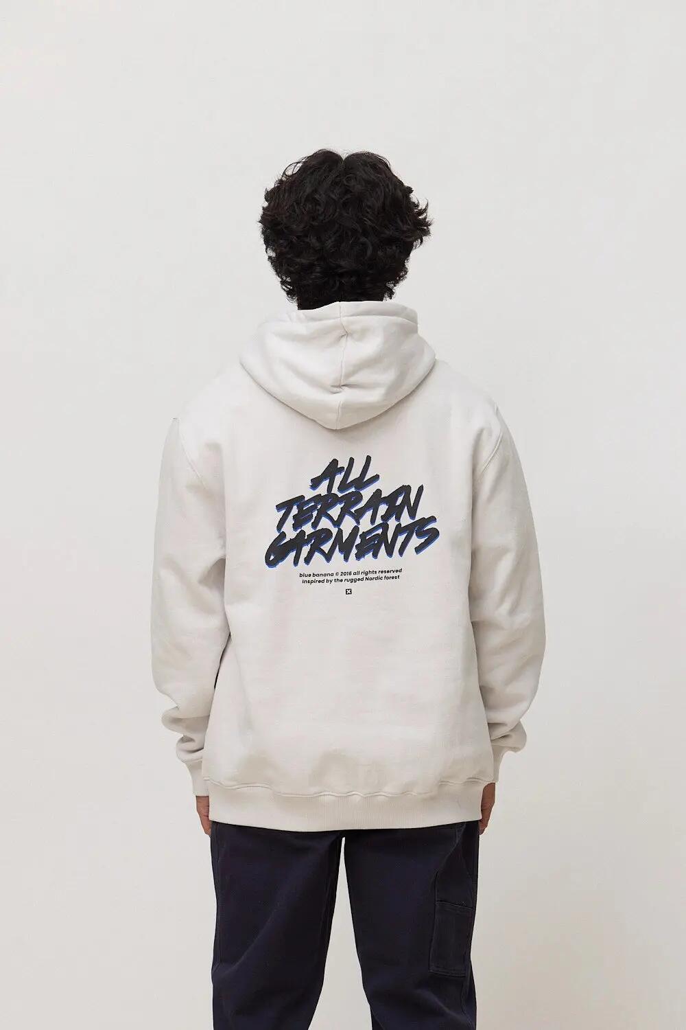 Sudadera con Capucha Blue Banana de 100% Algodón Orgánico Hiker Light Grey 2/7