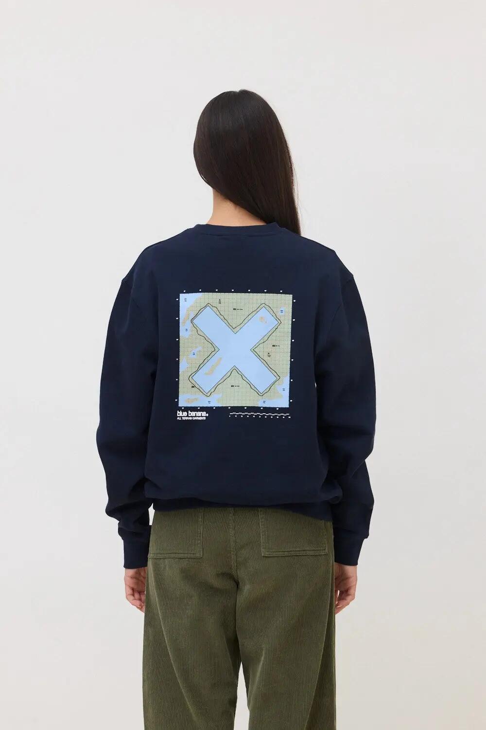 Sudadera Blue Banana de 100% Algodón Orgánico Map Azul Marino 5/7