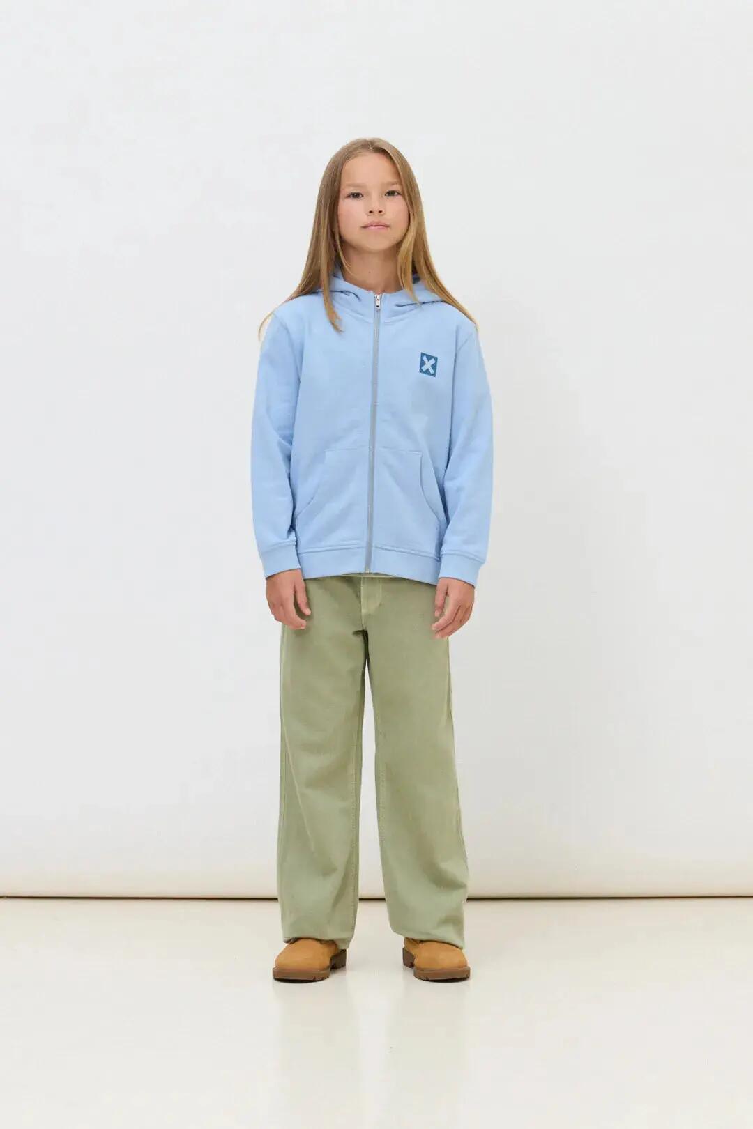 Sudadera con Capucha Kids Blue Banana de 100% Algodón Orgánico Nature Light Blue 3/4