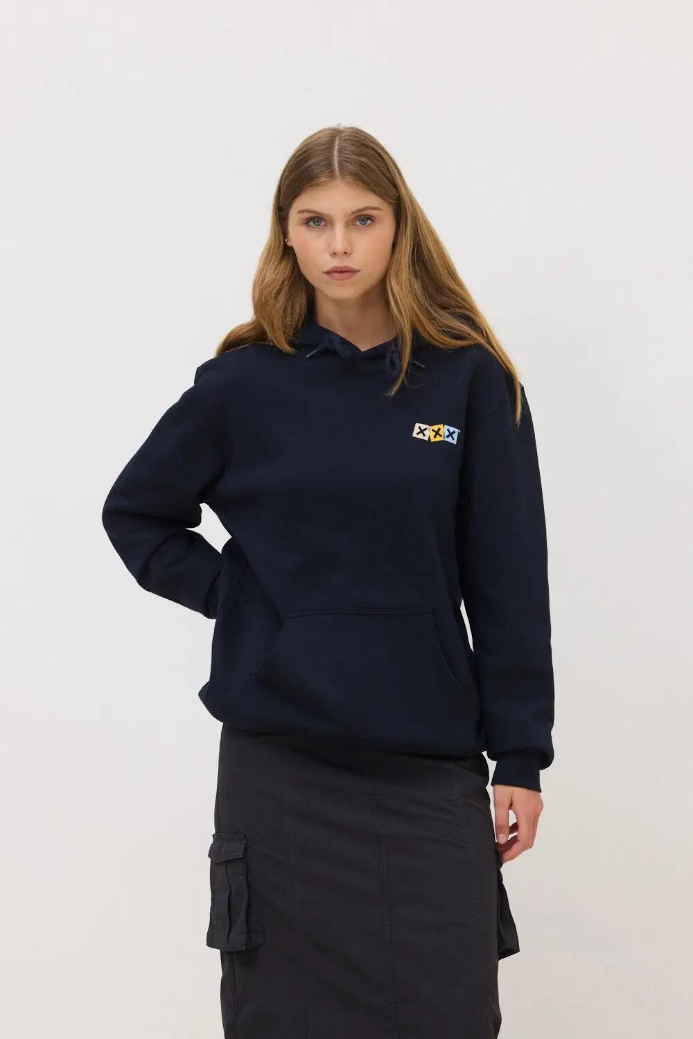 Sudadera con Capucha Blue Banana de 100% Algodón Orgánico Dice Azul Marino 4/7