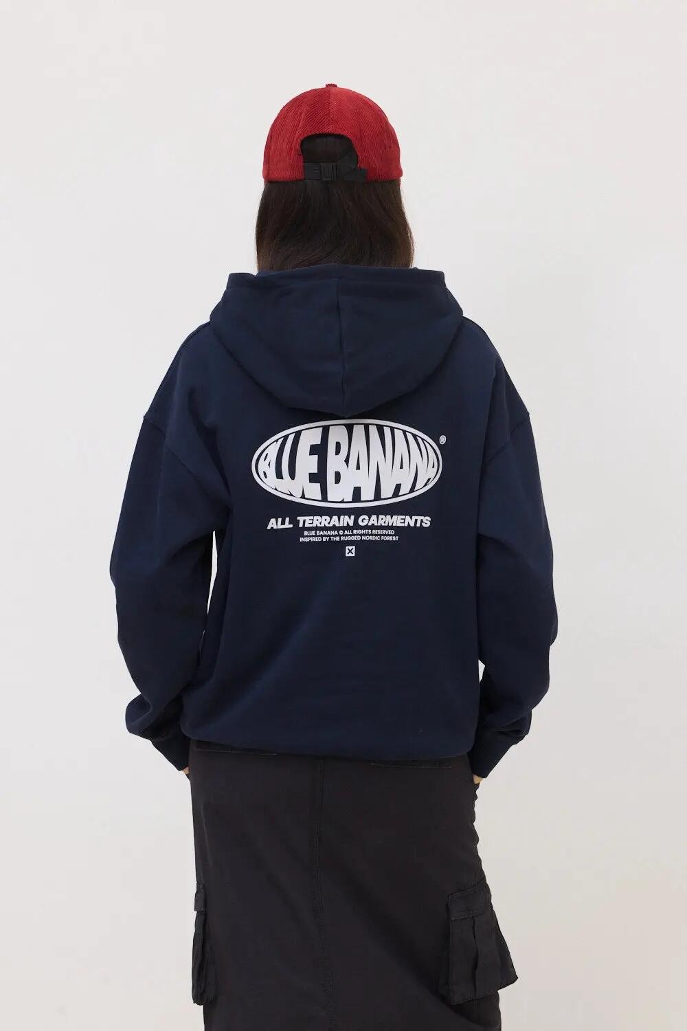 Sudadera con Capucha Blue Banana de 100% Algodón Orgánico Oval Azul Marino 5/7