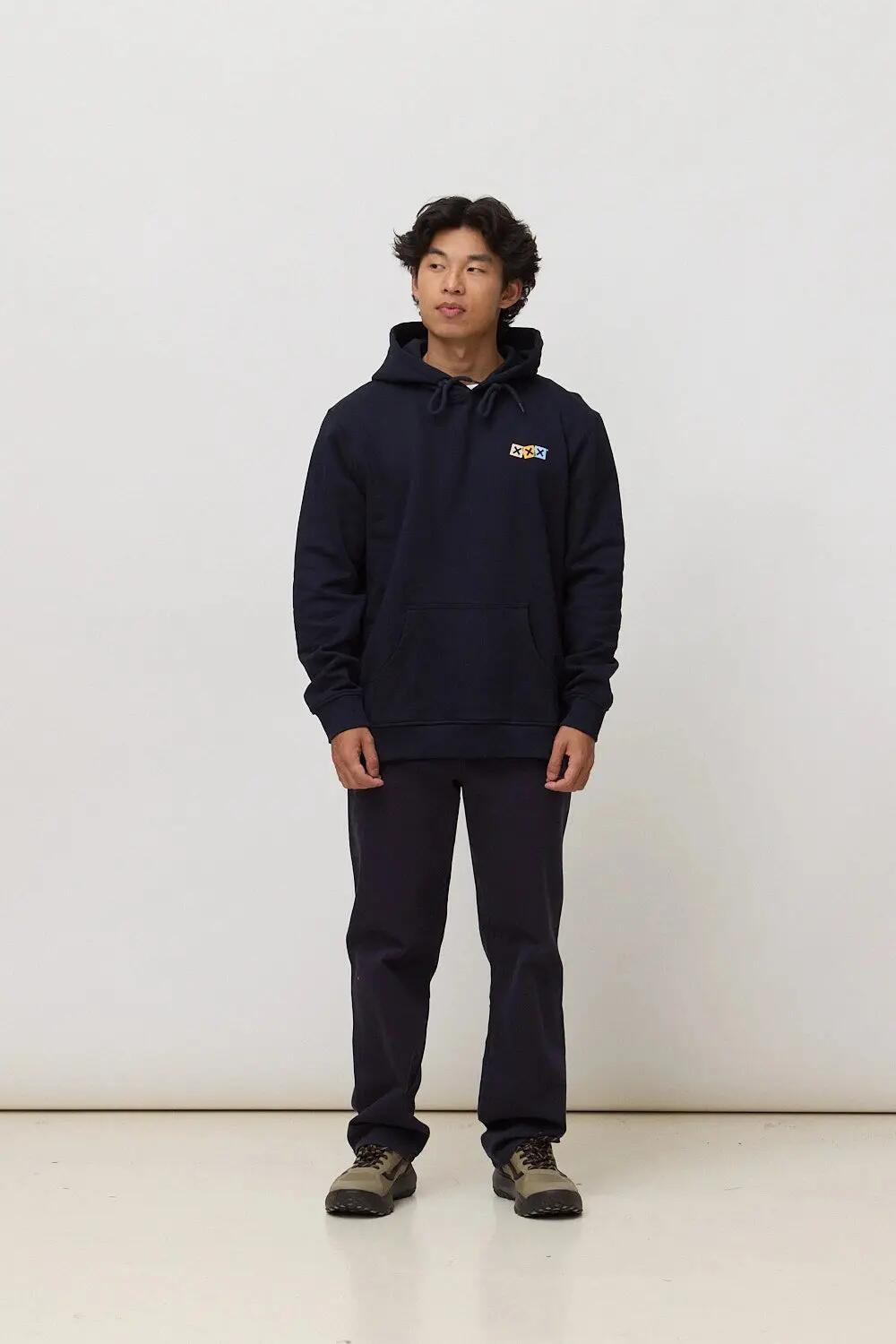 Sudadera con Capucha Blue Banana de 100% Algodón Orgánico Dice Azul Marino 3/7