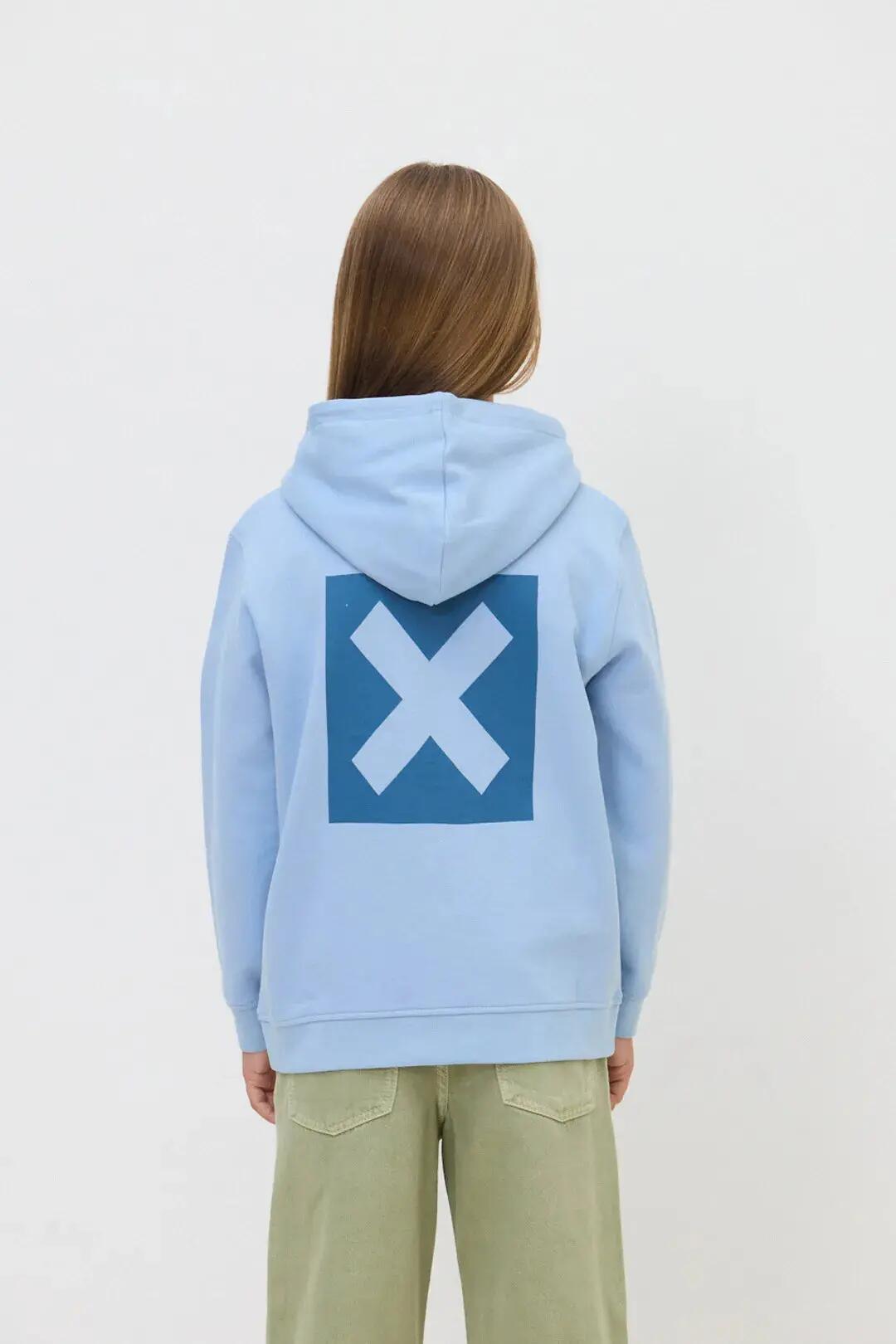 Sudadera con Capucha Kids Blue Banana de 100% Algodón Orgánico Nature Light Blue 2/4