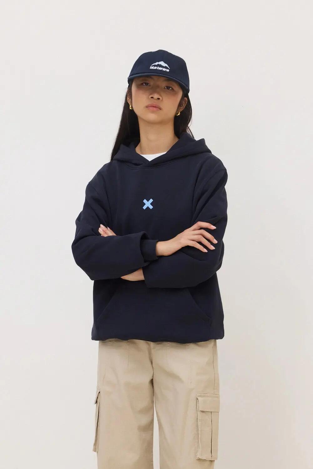 Sudadera con Capucha Blue Banana de 100% Algodón Orgánico Bonfire Azul Marino 4/7