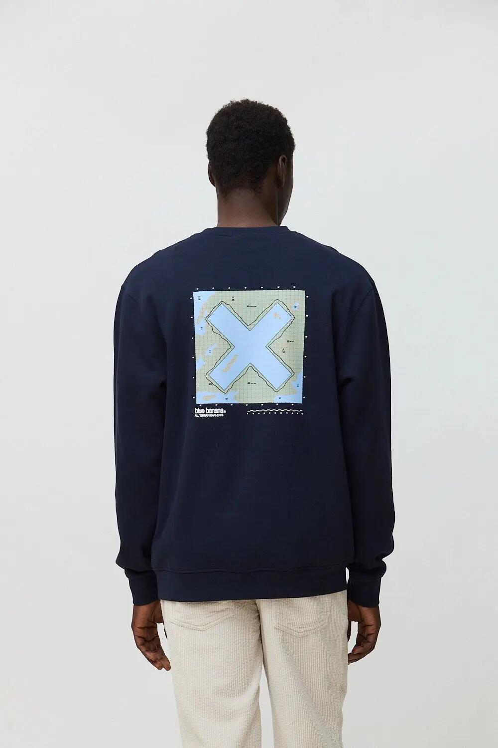 Sudadera Blue Banana de 100% Algodón Orgánico Map Azul Marino 2/7