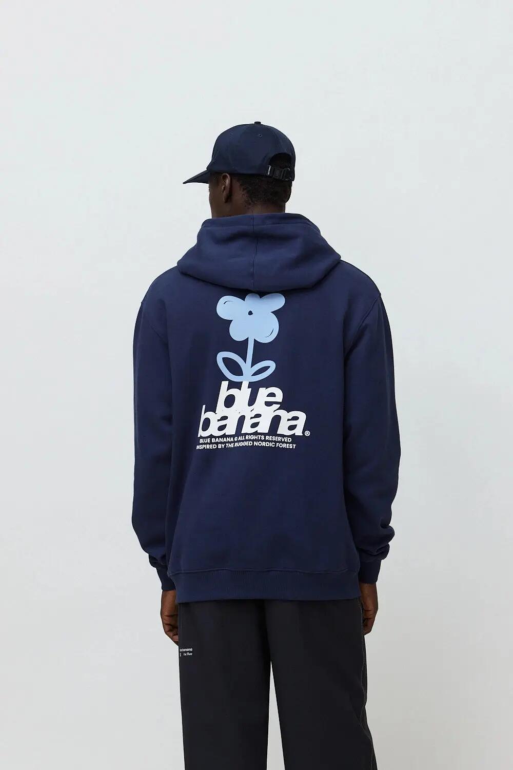 Sudadera con Capucha Blue Banana de 100% Algodón Orgánico Flower Azul Marino 2/7