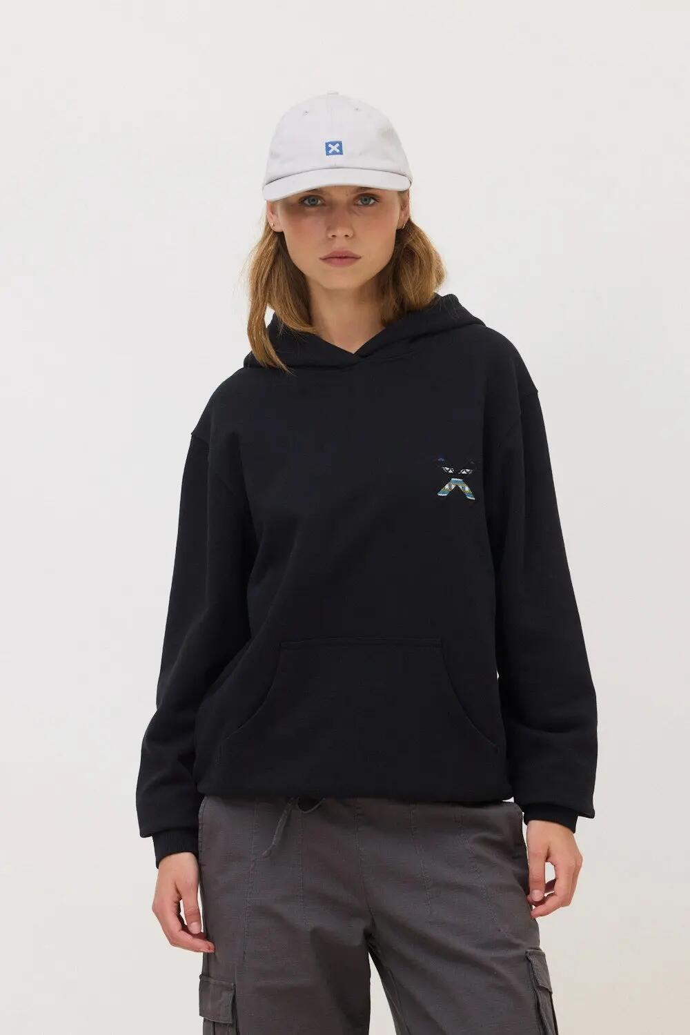 Sudadera con Capucha Blue Banana de 100% Algodón Orgánico Nederland Negra 4/7