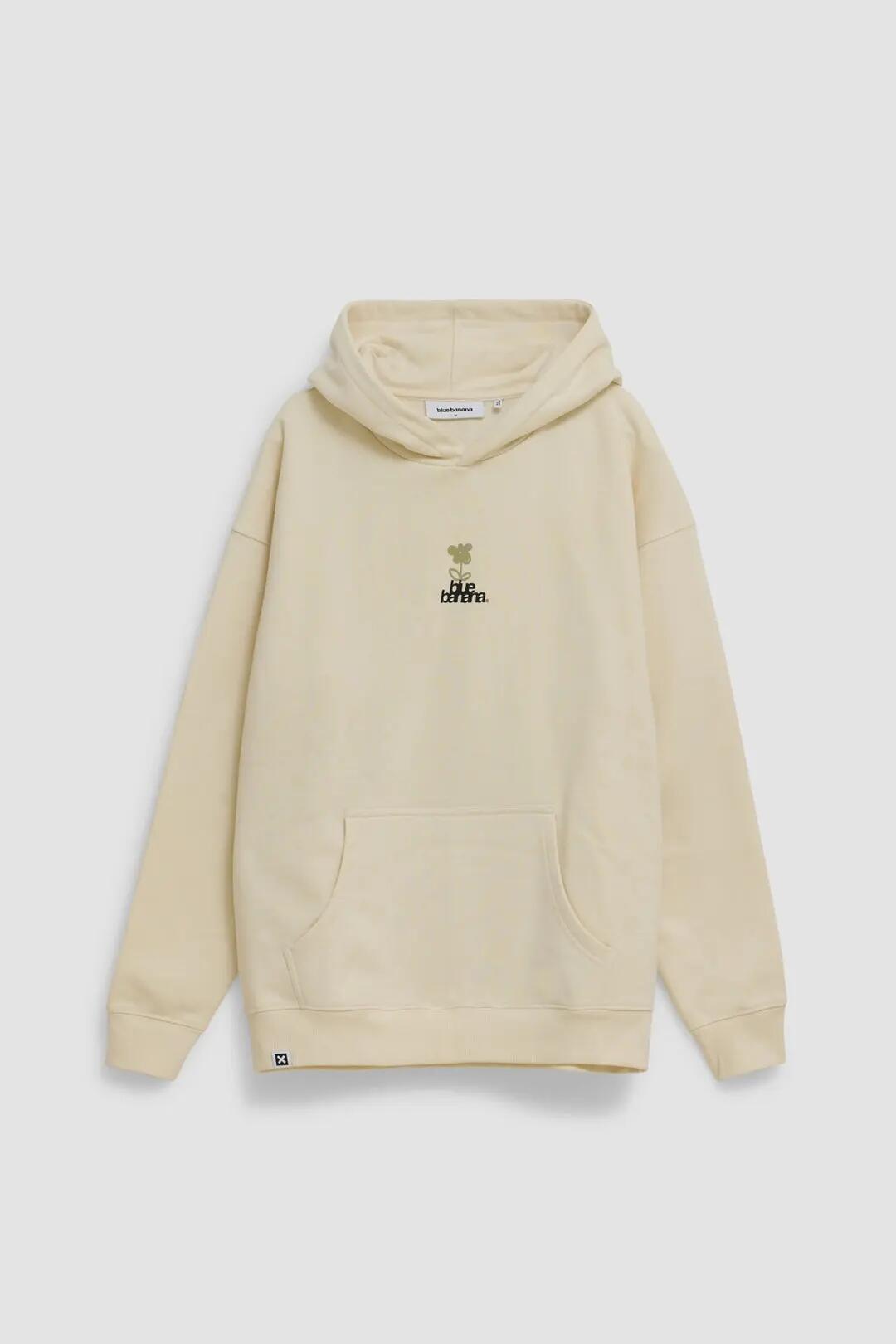 Sudadera con Capucha Blue Banana de 100% Algodón Orgánico Flower Blanco Roto 7/7
