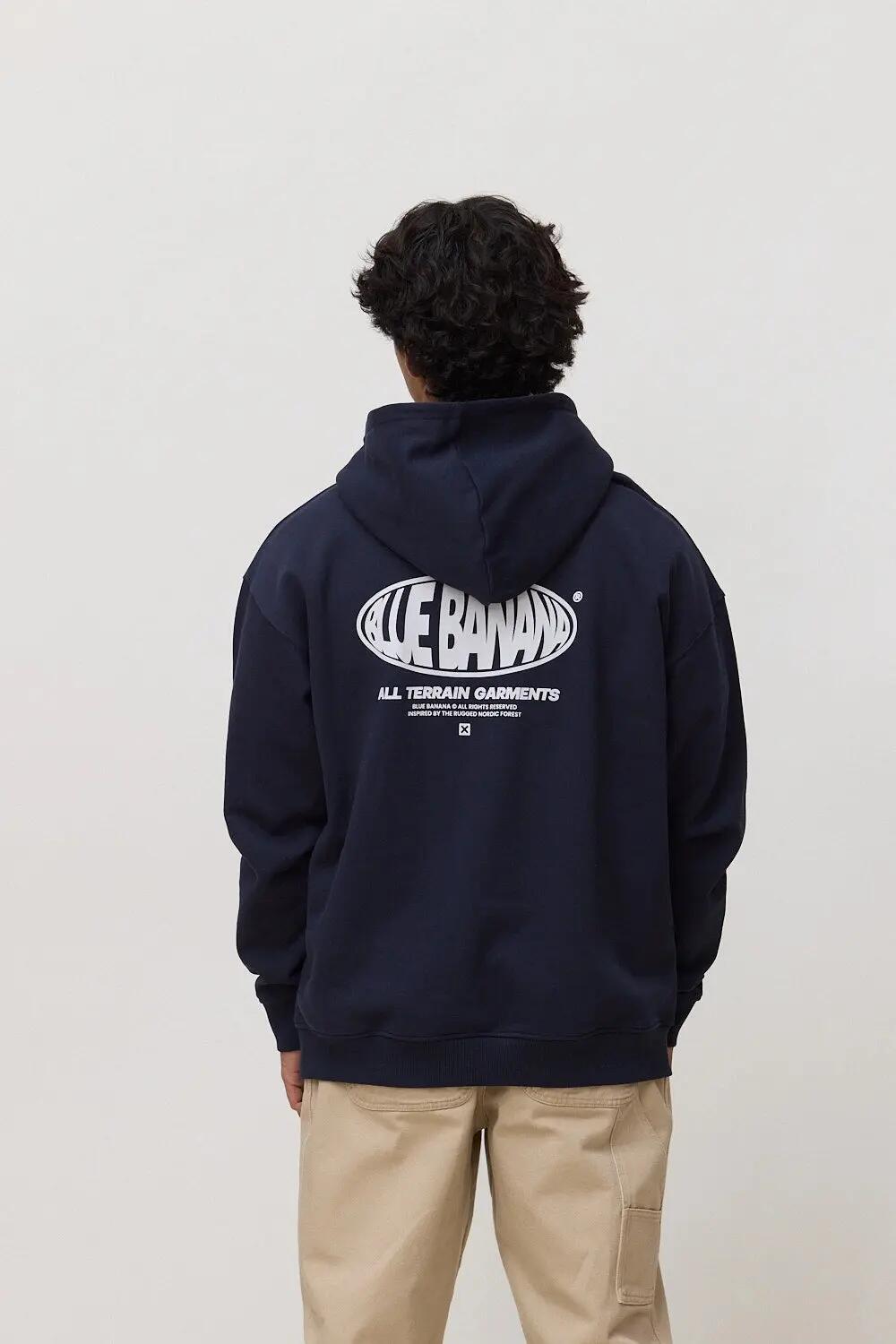 Sudadera con Capucha Blue Banana de 100% Algodón Orgánico Oval Azul Marino 2/7