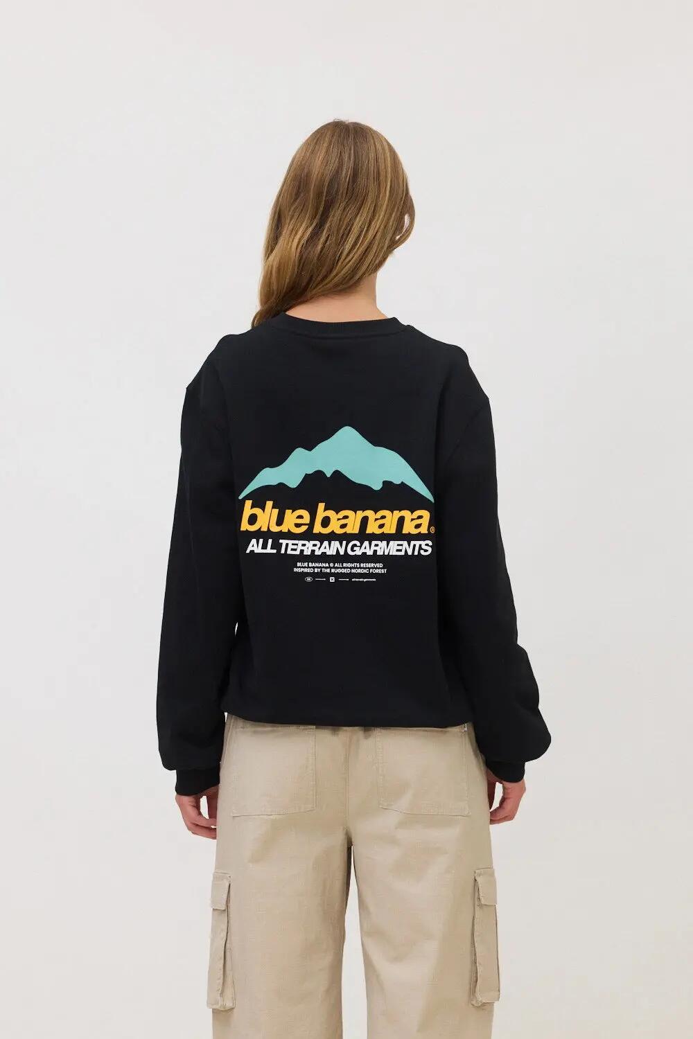 Sudadera Blue Banana de 100% Algodón Orgánico Mountain Negra 5/7