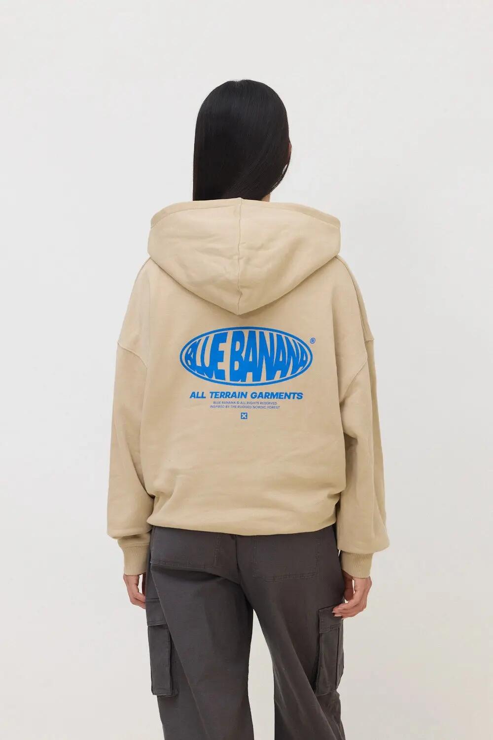 Sudadera con Capucha Blue Banana de 100% Algodón Orgánico Oval Camel 5/7