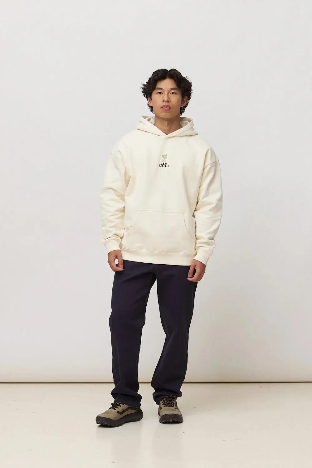 Sudadera con Capucha Blue Banana de 100% Algodón Orgánico Flower Blanco Roto 3/7