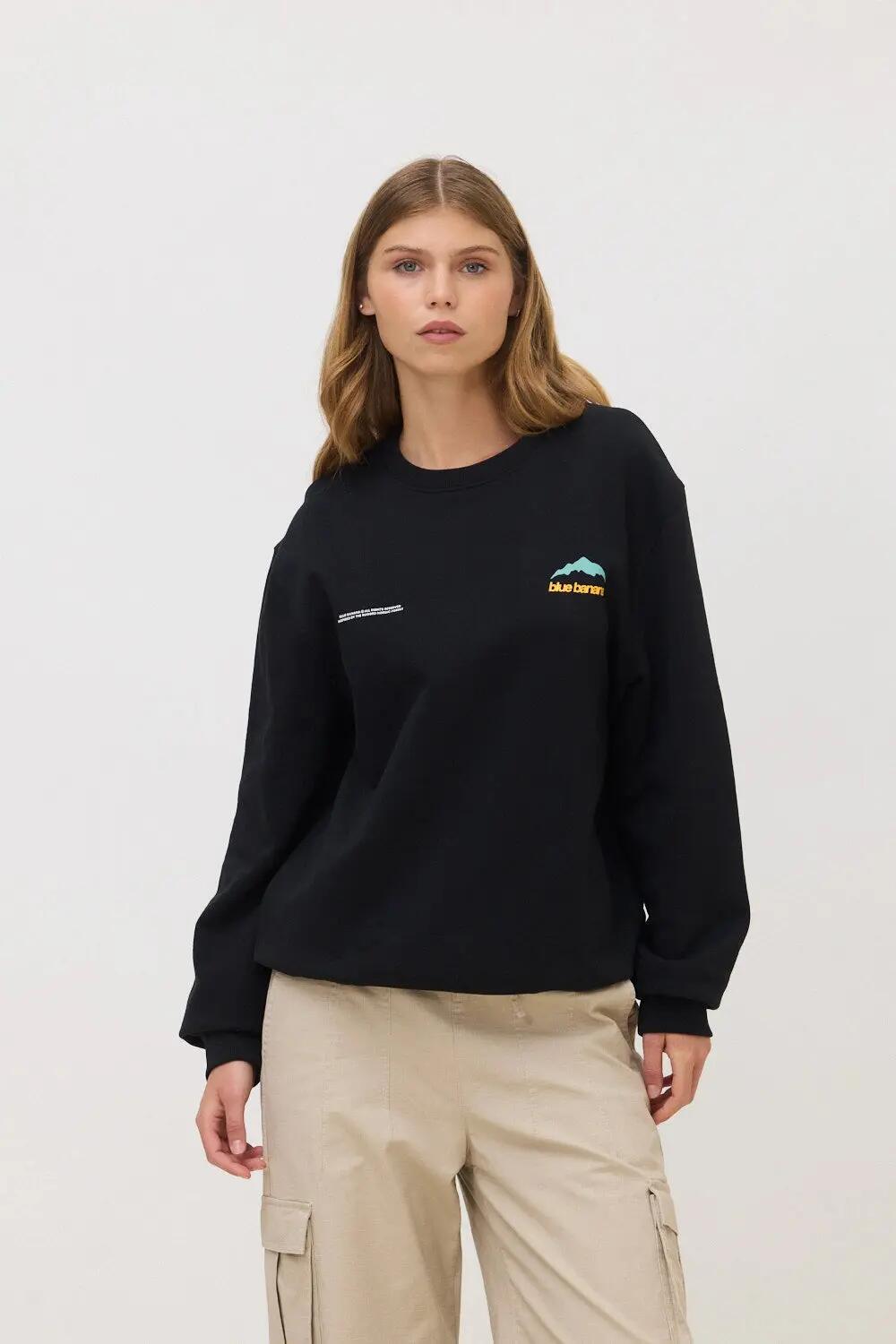 Sudadera Blue Banana de 100% Algodón Orgánico Mountain Negra 4/7