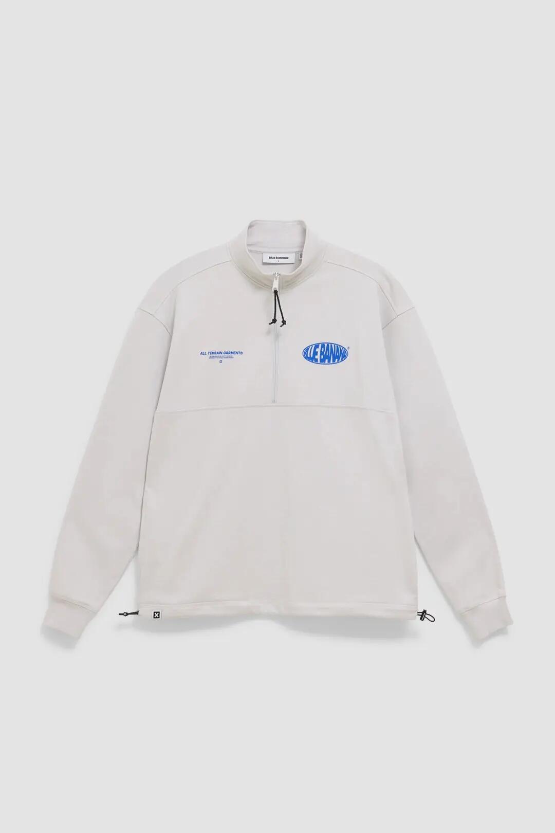 Sudadera con cremallera Blue Banana de 100% Algodón Orgánico Oval Light Grey 7/7