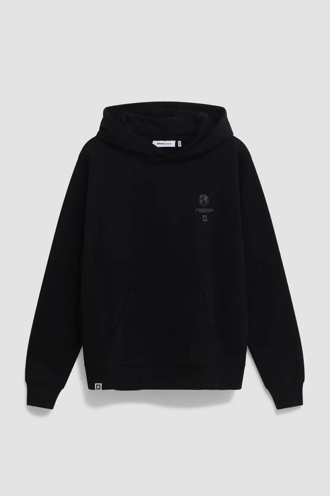 Sudadera con Capucha Blue Banana de 100% Algodón Orgánico Global Negra 7/7