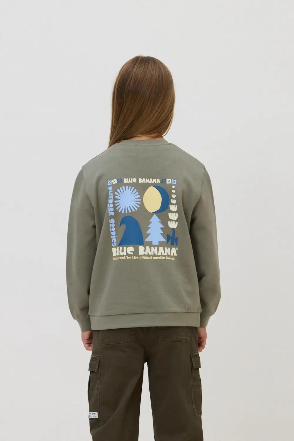 Sudadera Kids Blue Banana de 100% Algodón Orgánico Box Olive Green 2/4