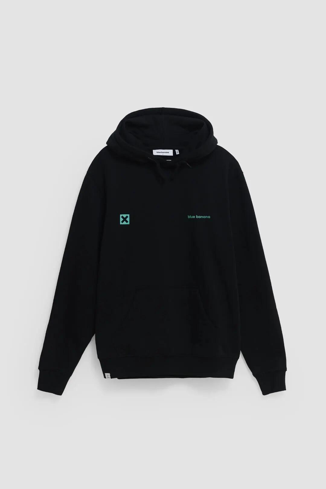 Sudadera con Capucha Blue Banana de 100% Algodón Orgánico Core Negra 7/7
