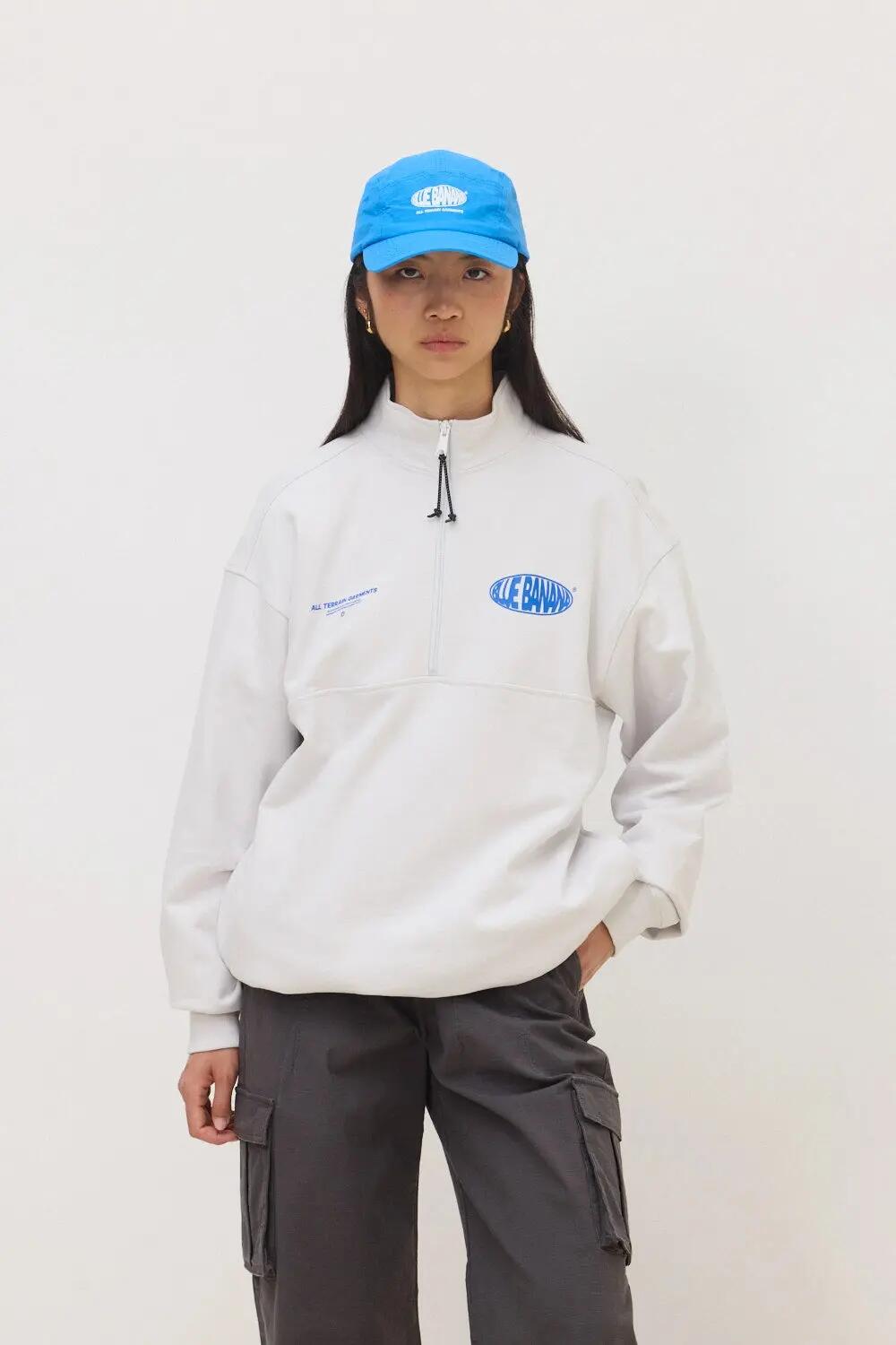 Sudadera con cremallera Blue Banana de 100% Algodón Orgánico Oval Light Grey 4/7