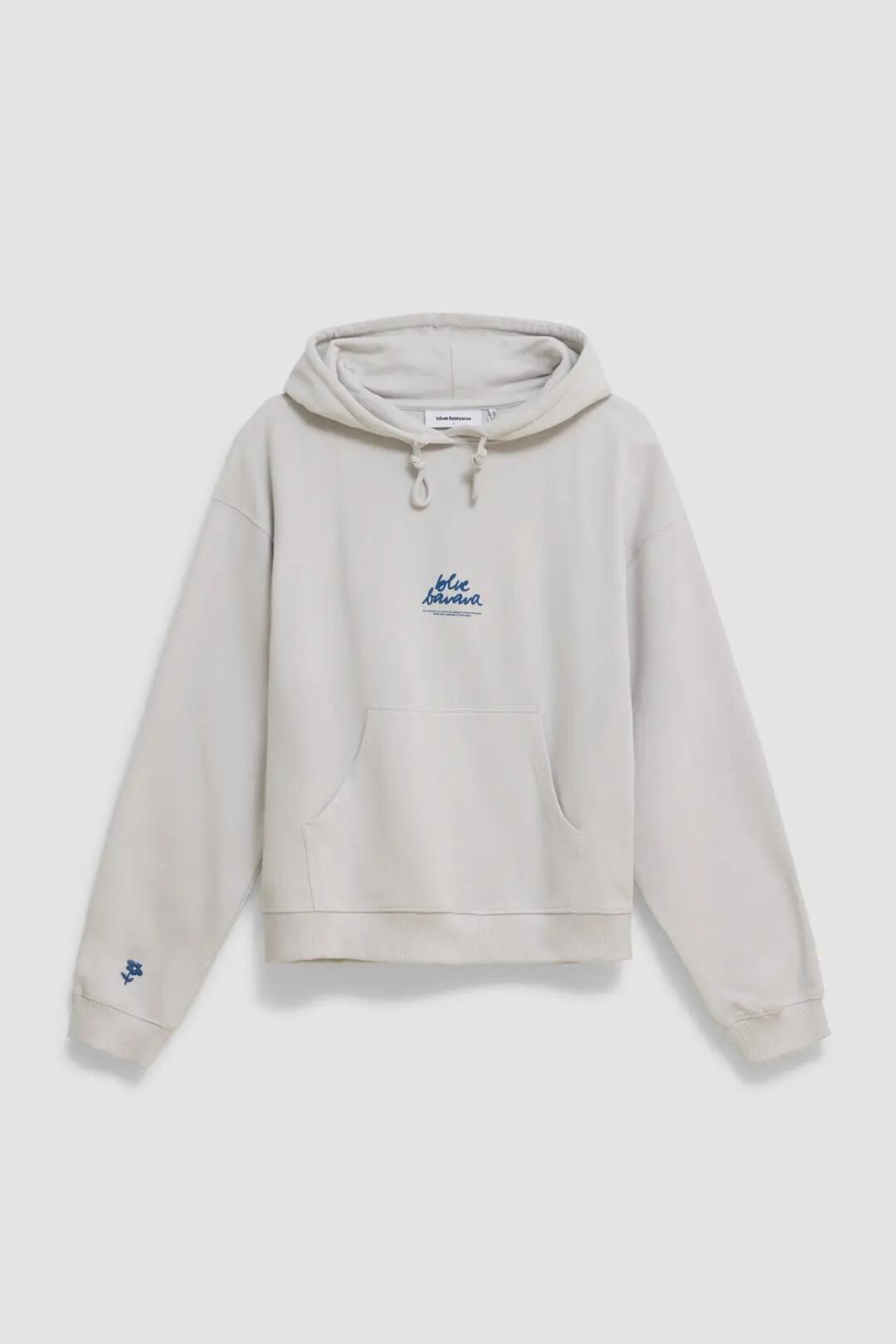 Sudadera con Capucha de Mujer Blue Banana Algodón Orgánico Signature Light Grey 4/4