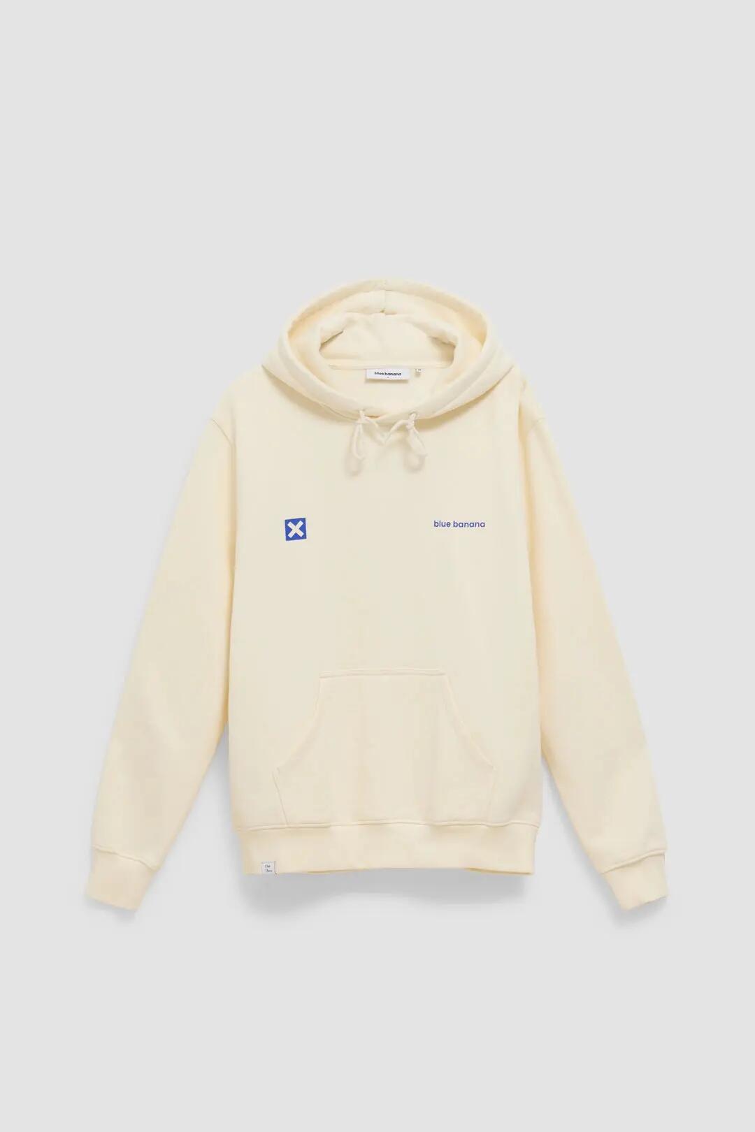 Sudadera con Capucha Blue Banana de 100% Algodón Orgánico Core Blanco Roto 7/7