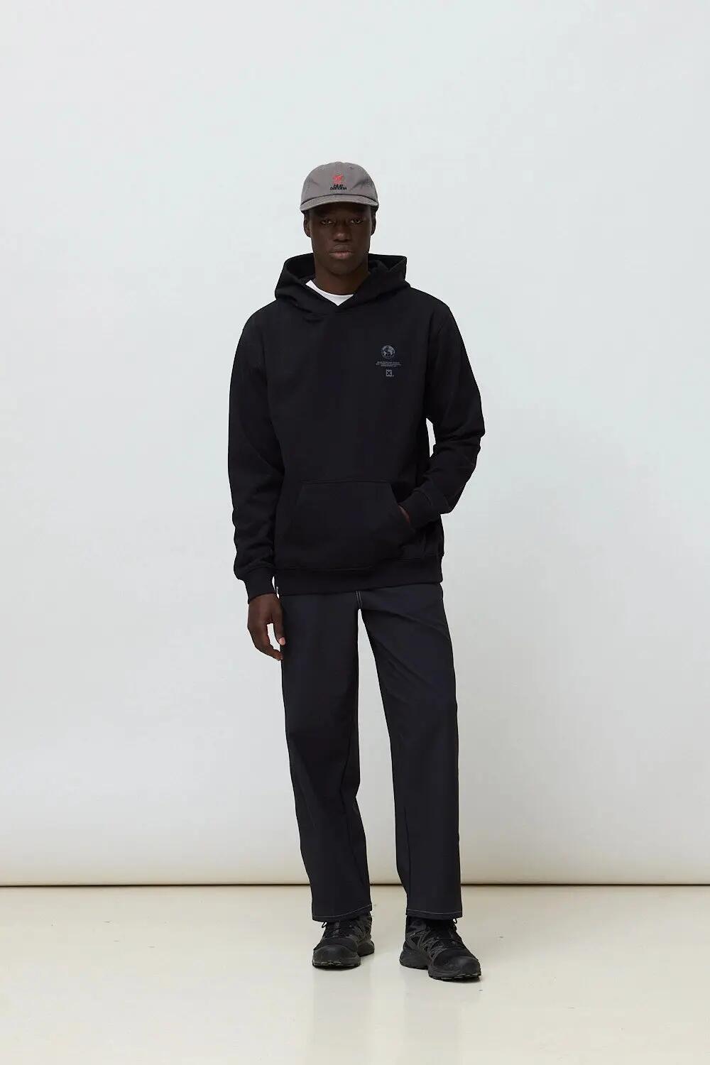 Sudadera con Capucha Blue Banana de 100% Algodón Orgánico Global Negra 3/7