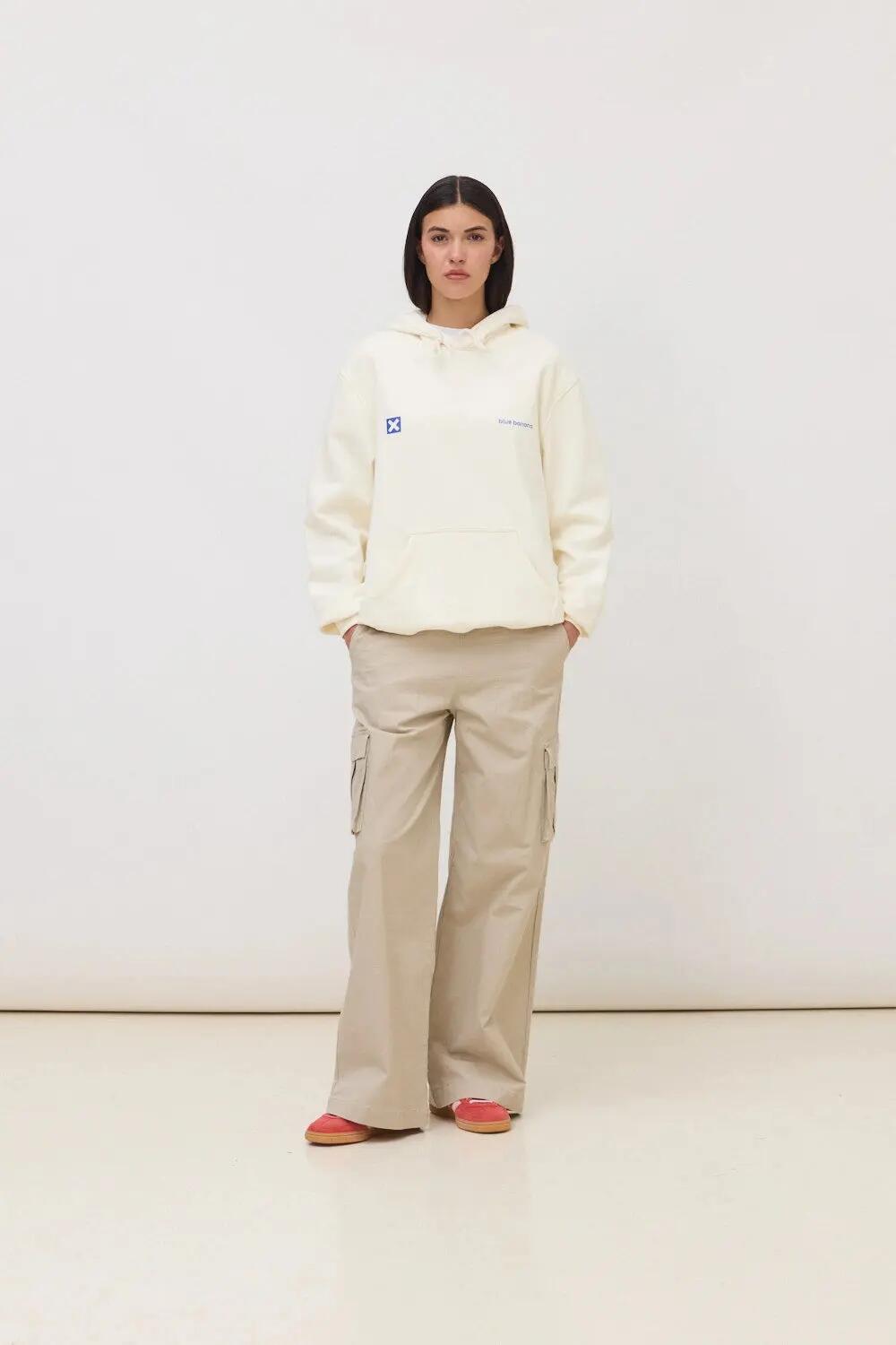Sudadera con Capucha Blue Banana de 100% Algodón Orgánico Core Blanco Roto 6/7