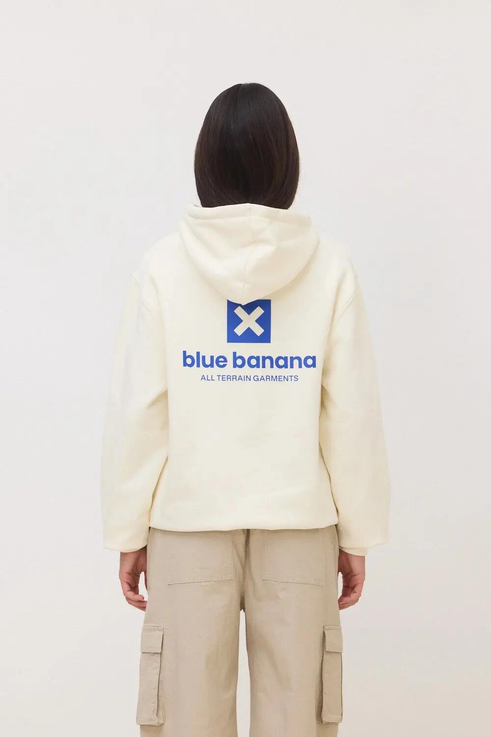 Sudadera con Capucha Blue Banana de 100% Algodón Orgánico Core Blanco Roto 5/7