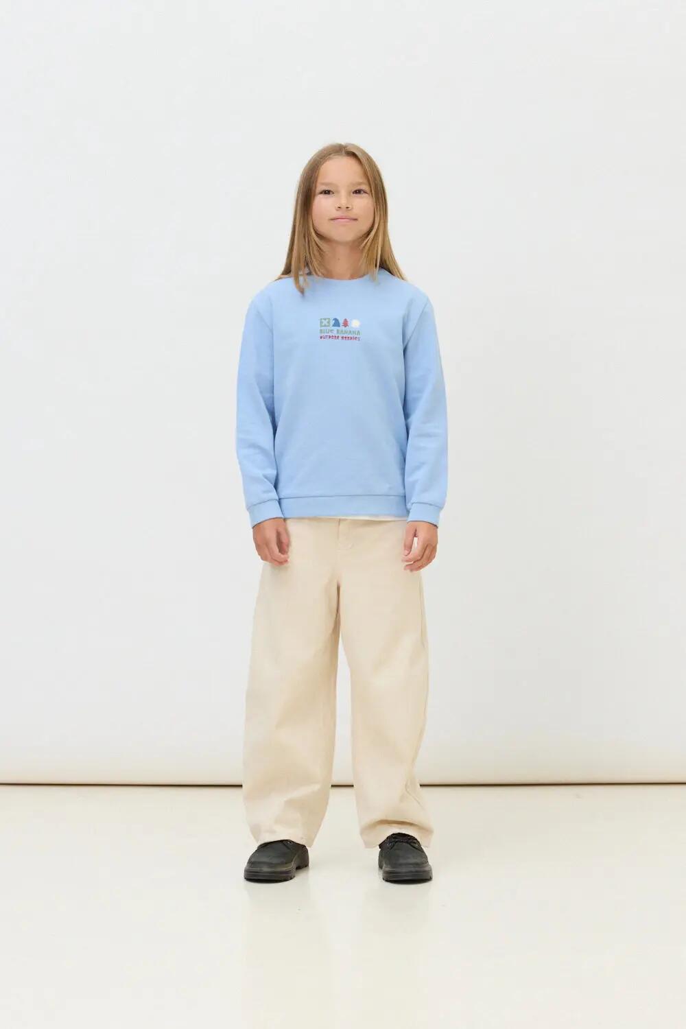 Sudadera Kids Blue Banana de 100% Algodón Orgánico Box Light Blue 3/4
