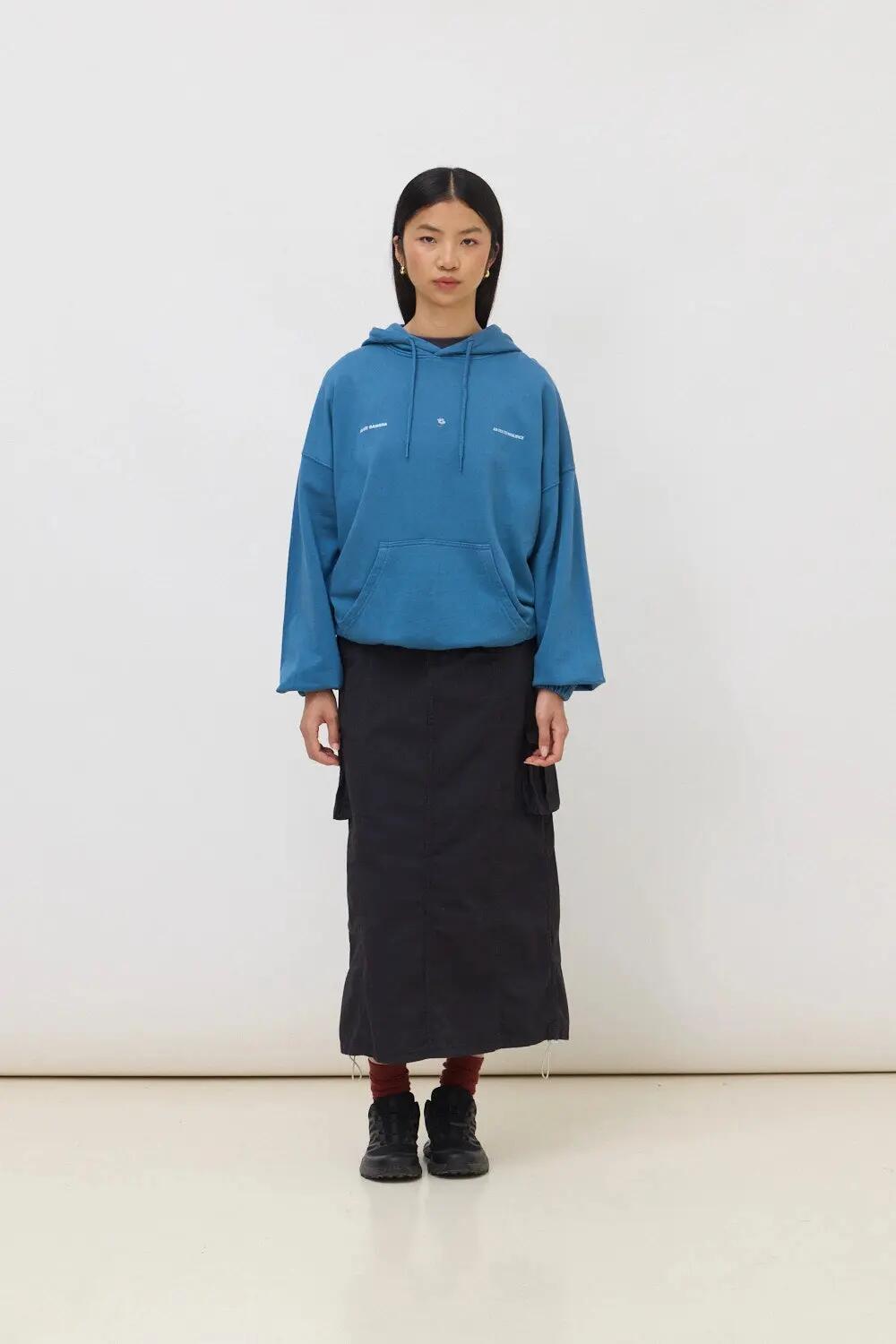 Sudadera con Capucha de Mujer Blue Banana de Algodón Orgánico Wander Indigo Blue 3/4