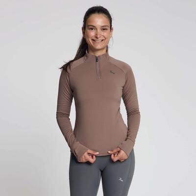 Hardlooptop dames essential lange mouwen zand