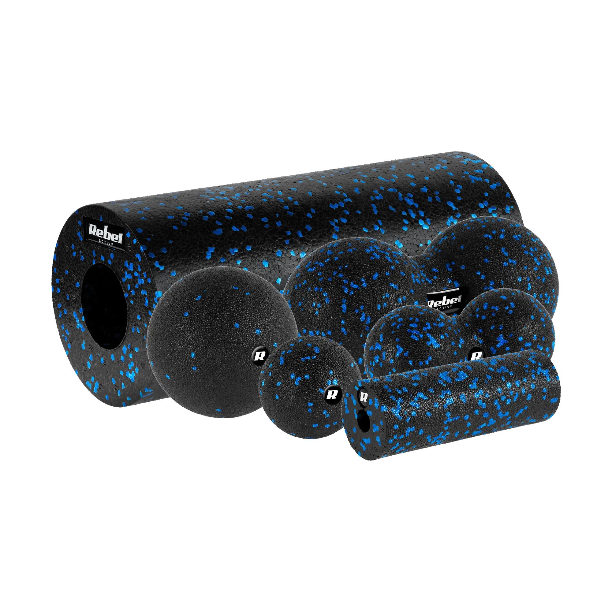 Zestaw wałek do masażu mini roller 2x piłka 2x duoball 6 elem. EPP REBEL 2/7