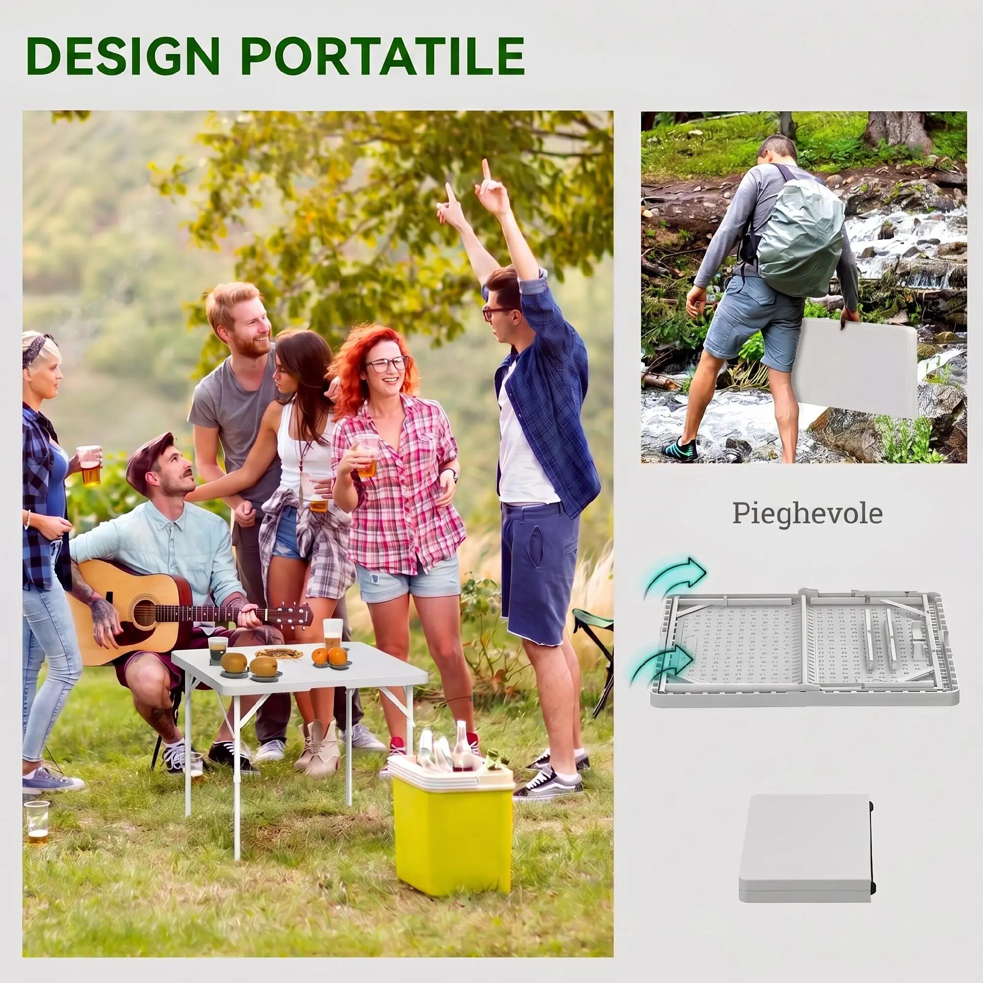 Table de camping pliante, réglable sur 2 hauteurs, en PEHD et métal 6/9