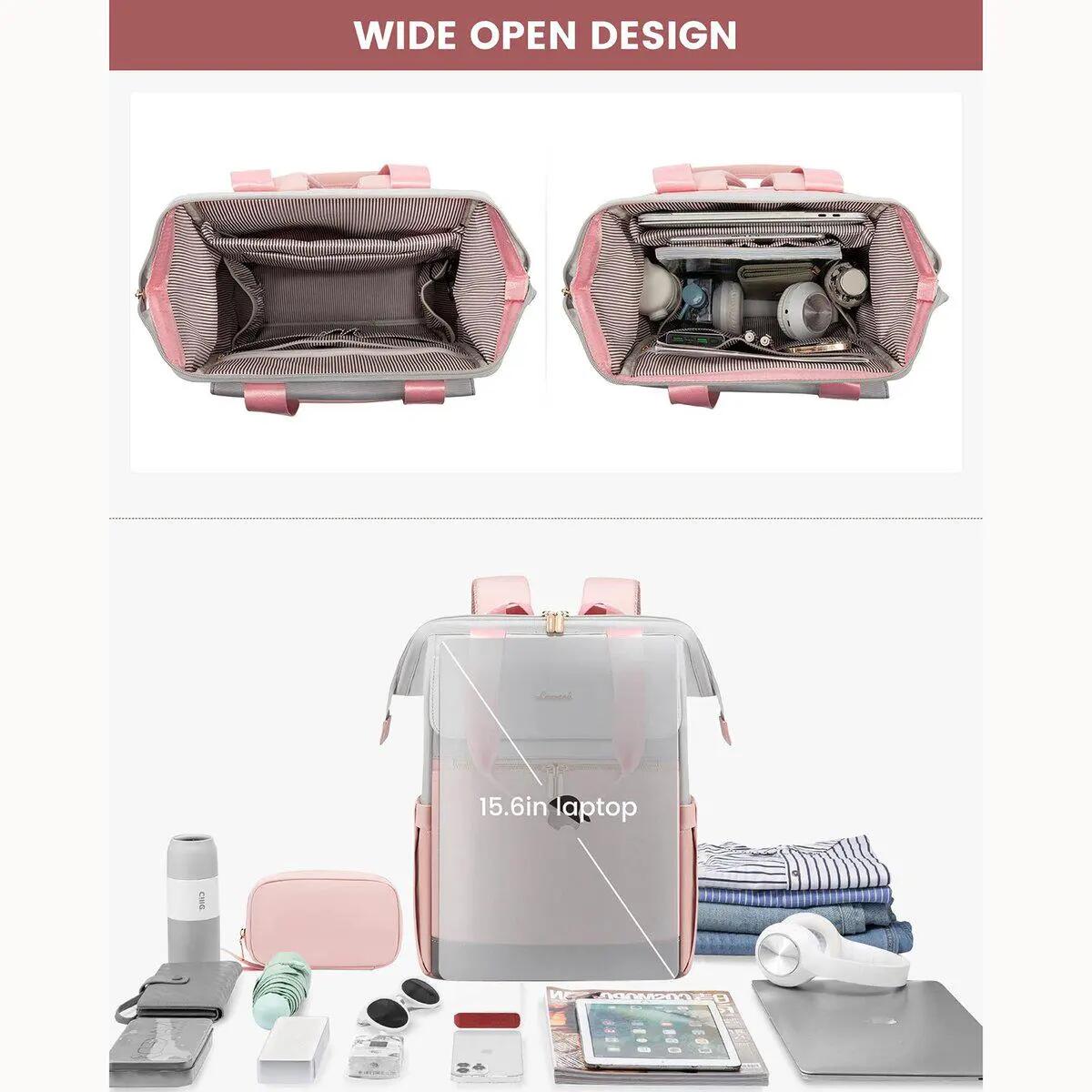 Sac à dos pour femme, cartable d'école étanche pour ordinateur portable, 15.6" 4/6