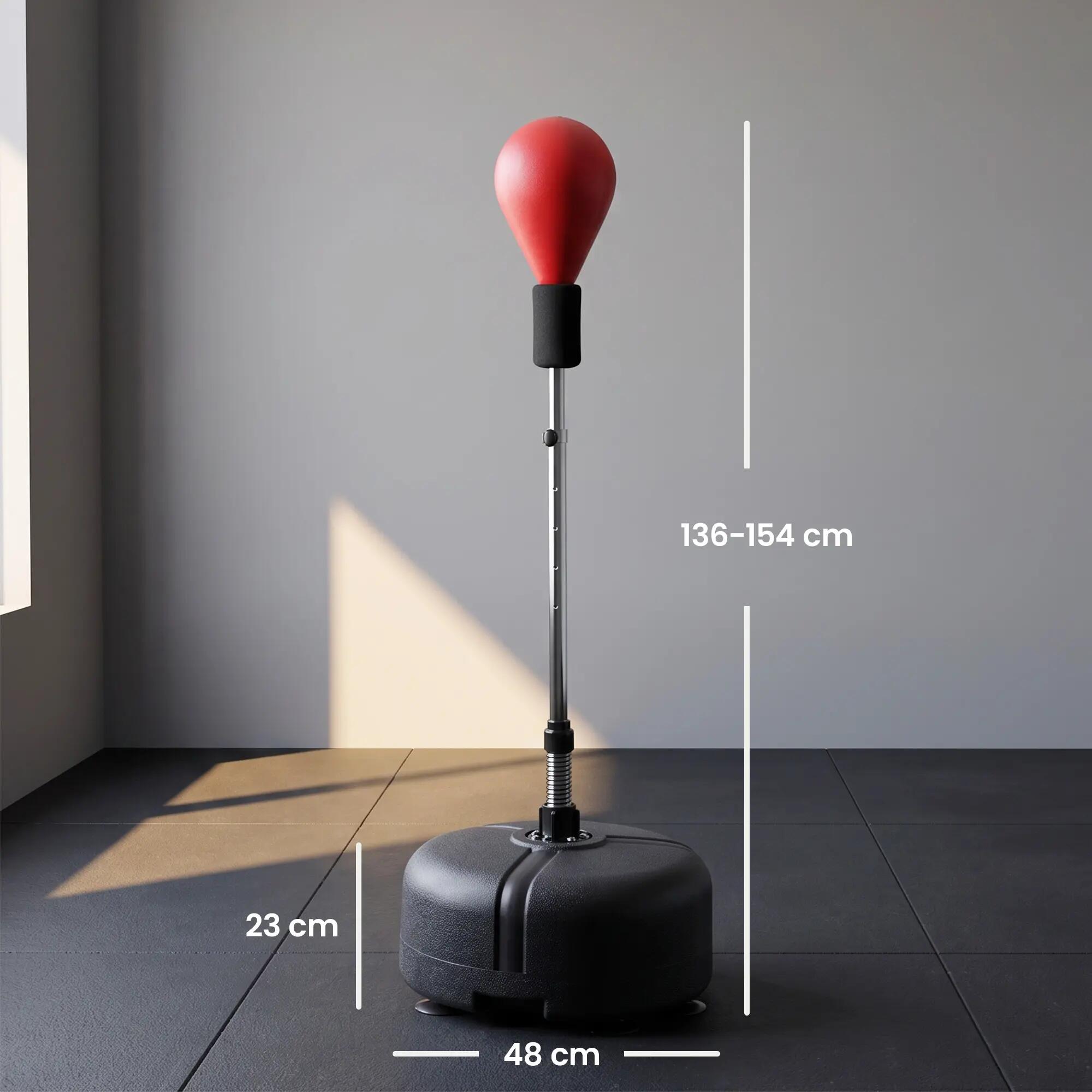 Ballon de frappe réglable en hauteur avec gants de boxe, en acier, similicuir et 5/9