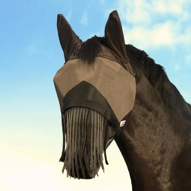 Máscara anti-moscas para caballo 3 en 1 KM Elite Combat 1/3