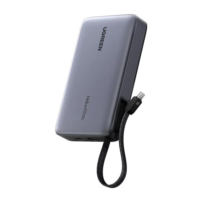 Powerbank 20000mAh Ugreen PB551, 145W, USB + USB-C, wbudowany kabel (szary) 1/1