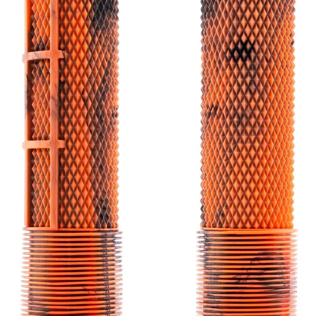 Pair of DMR DeathGrip2 Flange Lock-On Handlebar Grips, 135 mm, Orange Marble